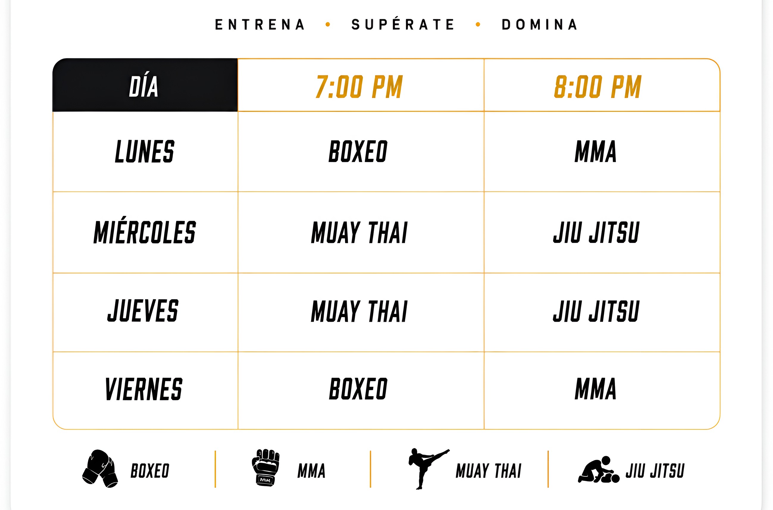 Horarios StrikeZone MMA